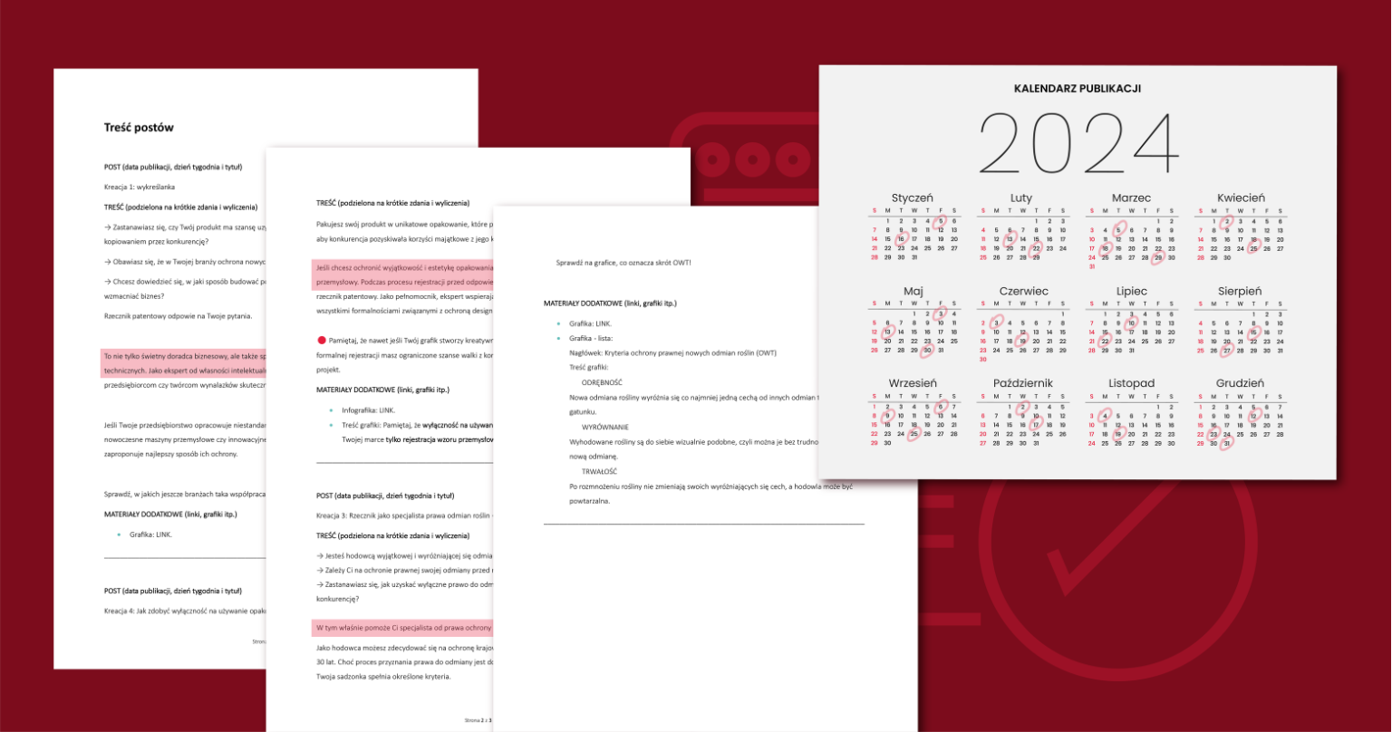 wizualizacja kalendarza publikacji postów Polskiej Izby Rzeczników Patentowych