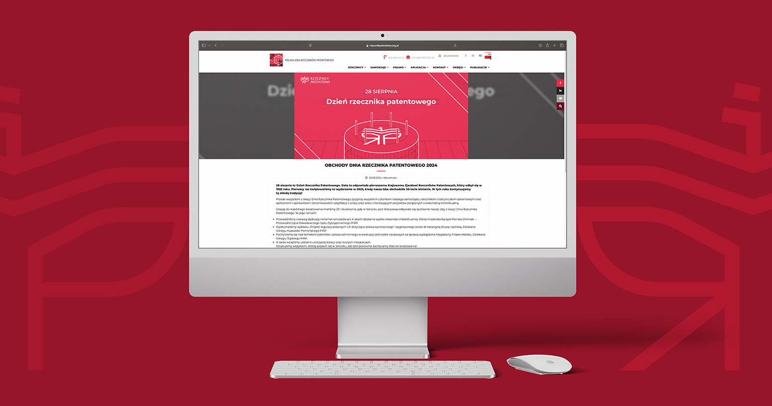 wizualizacja aktualności na stronie Polskiej Izby Rzeczników Patentowych