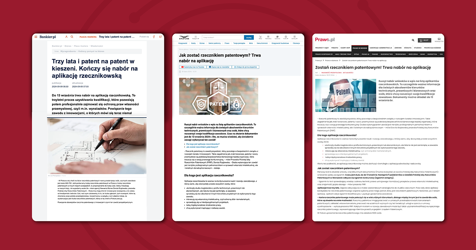 wizualizacja wycinków prasowych na temat Polskiej Izby Rzeczników Patentowych