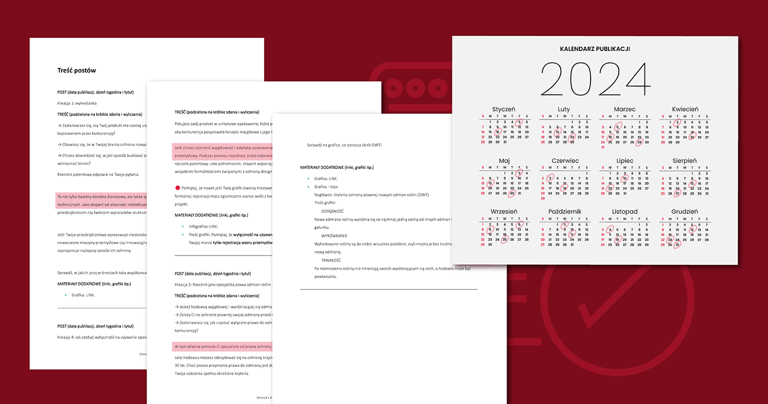 wizualizacja kalendarza publikacji postów Polskiej Izby Rzeczników Patentowych