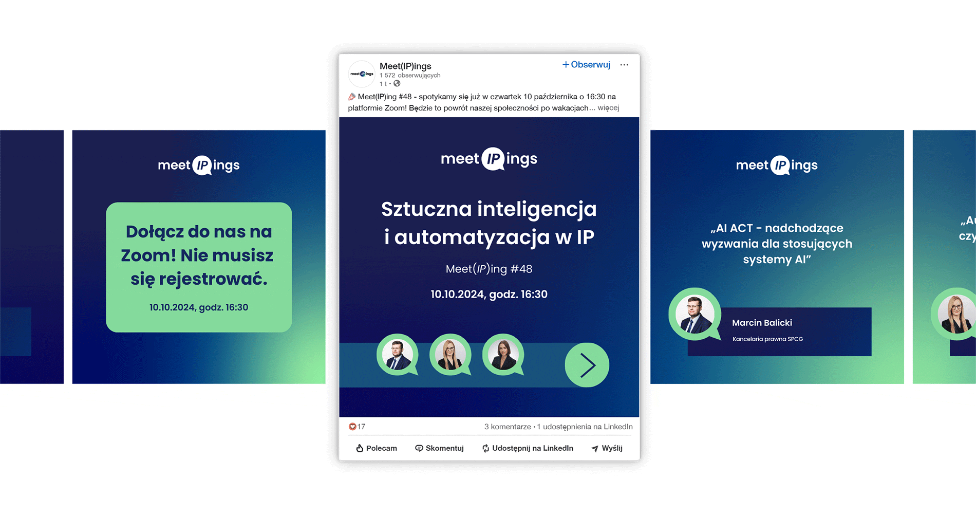 Wizualizacja posta w postaci karuzeli Meet(IP)ings