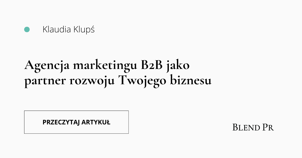 Autorka i tytuł tekstu na słowo kluczowe agencja marketingu B2B